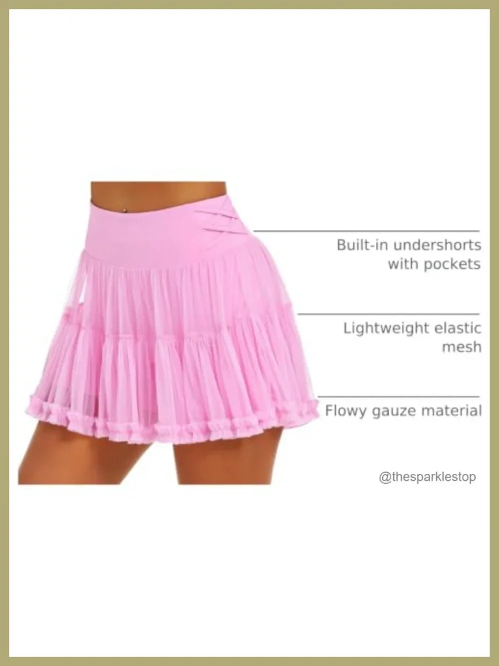 High Waist Athletic Skort with Pockets Ruffle Layered Pleated Tennis Skirt